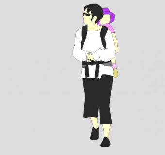 女人背着孩子SU模型下载_sketchup草图大师SKP模型