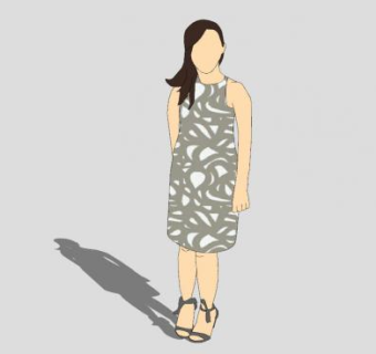 2D夏装的女人SU模型下载_sketchup草图大师SKP模型