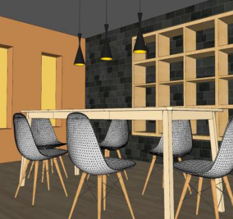 室内装修餐厅SU模型下载_sketchup草图大师SKP模型