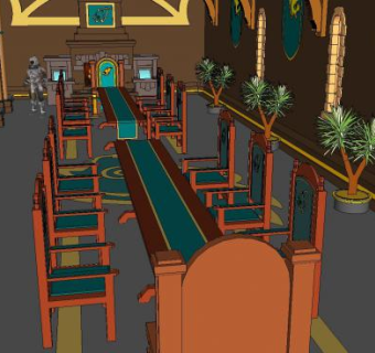 豪华风格室内餐厅SU模型下载_sketchup草图大师SKP模型