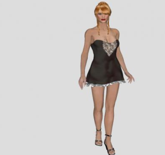 抹胸裙欧美女人SU模型下载_sketchup草图大师SKP模型