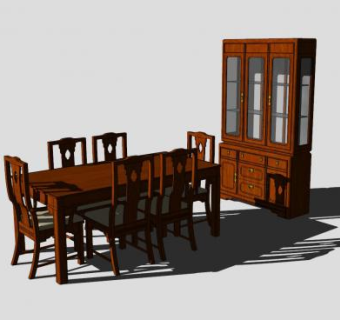 中式室内餐厅设备SU模型下载_sketchup草图大师SKP模型