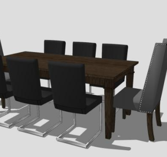 简约风格餐厅桌子SU模型下载_sketchup草图大师SKP模型
