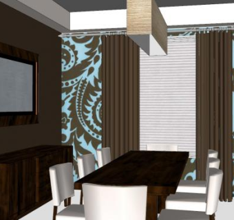 简约风格餐厅装修SU模型下载_sketchup草图大师SKP模型