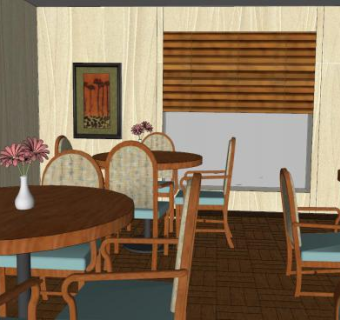 乡村疗养院餐厅装修SU模型下载_sketchup草图大师SKP模型