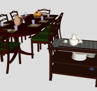 现代餐厅套件桌椅SU模型下载_sketchup草图大师SKP模型