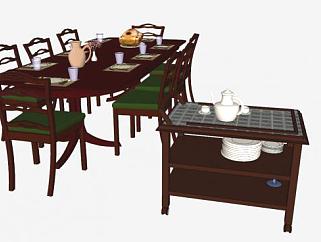 现代餐厅套件<em>桌椅</em>SU模型下载_sketchup草图大师SKP模型
