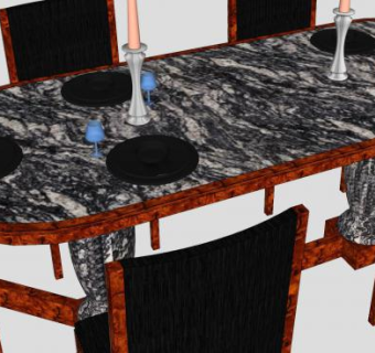 中式风格餐桌SU模型下载_sketchup草图大师SKP模型