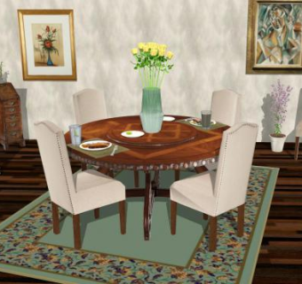 豪华餐厅用餐场景SU模型下载_sketchup草图大师SKP模型