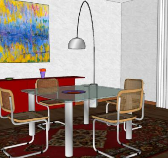 现代风格室内餐厅SU模型下载_sketchup草图大师SKP模型