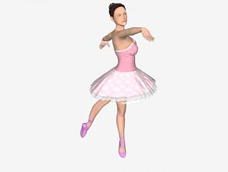 粉色芭蕾女孩SU模型下载_sketchup草图大师SKP模型