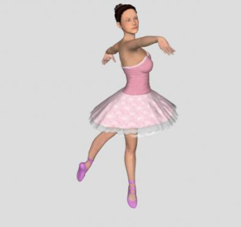 粉色芭蕾女孩SU模型下载_sketchup草图大师SKP模型