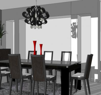 现代风格餐厅设备SU模型下载_sketchup草图大师SKP模型