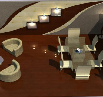 现代休闲主题餐厅SU模型下载_sketchup草图大师SKP模型