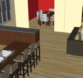 现代厨房餐厅SU模型下载_sketchup草图大师SKP模型