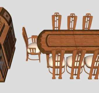 现代餐厅 餐桌SU模型下载_sketchup草图大师SKP模型