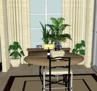 现代走廊餐厅SU模型下载_sketchup草图大师SKP模型