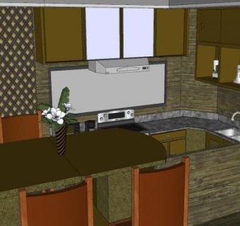 餐饮厨房室内装修SU模型下载_sketchup草图大师SKP模型