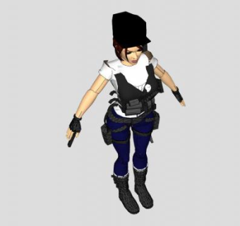 3D持械女警SU模型下载_sketchup草图大师SKP模型