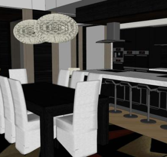 现代餐厨室内装修SU模型下载_sketchup草图大师SKP模型