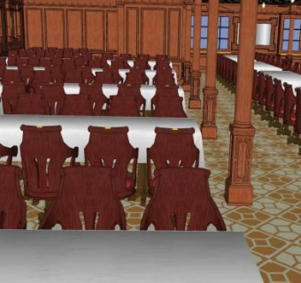 饭厅餐厅装修SU模型下载_sketchup草图大师SKP模型