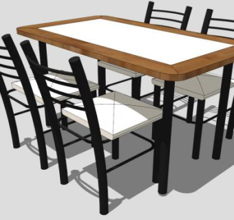 现代家居餐桌SU模型下载_sketchup草图大师SKP模型