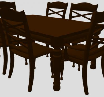 红木餐桌椅子SU模型下载_sketchup草图大师SKP模型