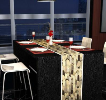 西式餐厅装修SU模型下载_sketchup草图大师SKP模型