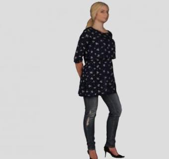 金发3D女人SU模型下载_sketchup草图大师SKP模型