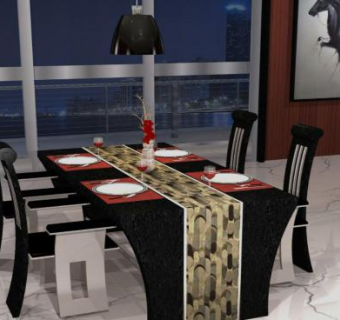 欧式西餐窗边装修SU模型下载_sketchup草图大师SKP模型