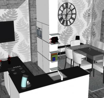 极好厨房餐厅SU模型下载_sketchup草图大师SKP模型