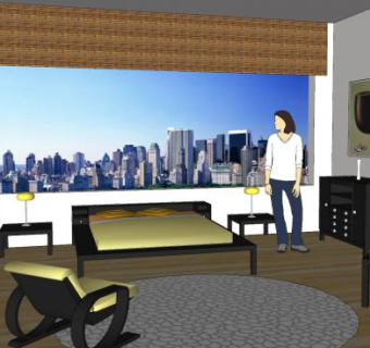 成年卧室室内装修SU模型下载_sketchup草图大师SKP模型
