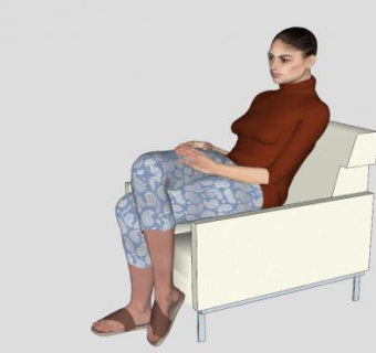 3D静坐女性SU模型下载_sketchup草图大师SKP模型