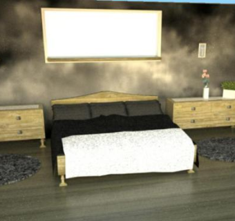 现代风格卧室装修SU模型下载_sketchup草图大师SKP模型