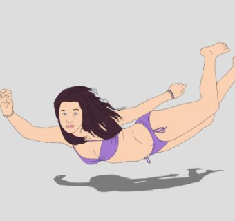 2D游泳女孩SU模型下载_sketchup草图大师SKP模型