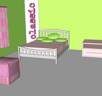 经典主题卧室装修SU模型下载_sketchup草图大师SKP模型