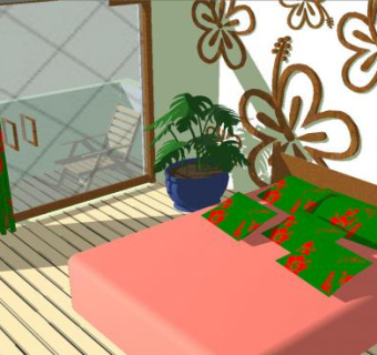 热带风格卧室SU模型下载_sketchup草图大师SKP模型