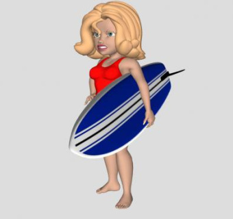 冲浪的女孩SU模型下载_sketchup草图大师SKP模型