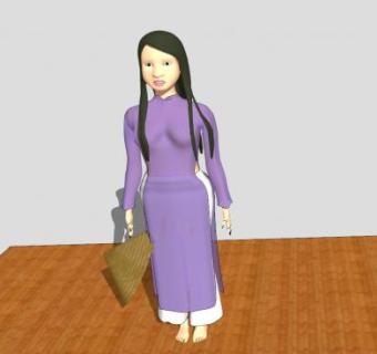 黑发的越南女人SU模型下载_sketchup草图大师SKP模型