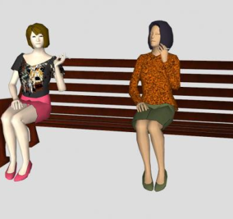 长椅上的女士SU模型下载_sketchup草图大师SKP模型
