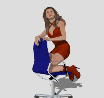 椅子上的女士SU模型下载_sketchup草图大师SKP模型