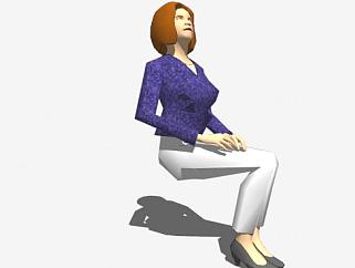 3D女人坐姿SU模型下载_sketchup草图大师SKP模型