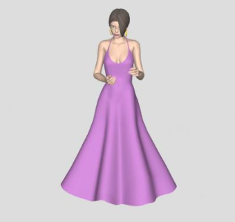 礼服短发女士SU模型下载_sketchup草图大师SKP模型