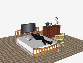 卧室<em>床</em>上的人SU模型下载_sketchup草图大师SKP模型