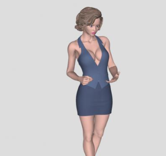 短发商务女士SU模型下载_sketchup草图大师SKP模型