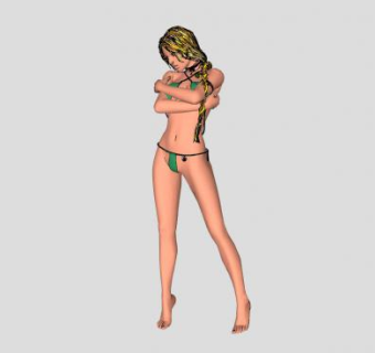 长发比基尼女孩SU模型下载_sketchup草图大师SKP模型