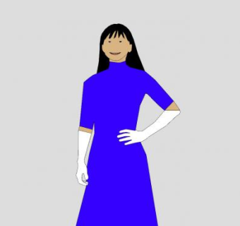 2D蓝礼服女人SU模型下载_sketchup草图大师SKP模型