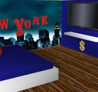 纽约男人卧室装修SU模型下载_sketchup草图大师SKP模型