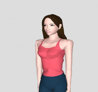 站立的长发女人SU模型下载_sketchup草图大师SKP模型
