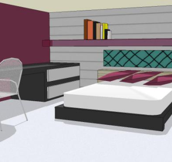 现代卧室生活SU模型下载_sketchup草图大师SKP模型